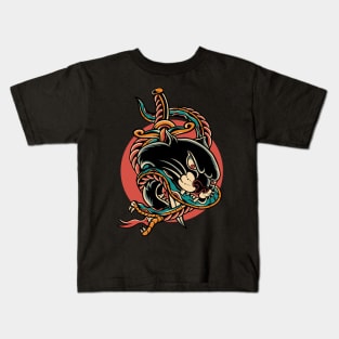Panther  Snake Traditional Tattoo Vintage Kids T-Shirt